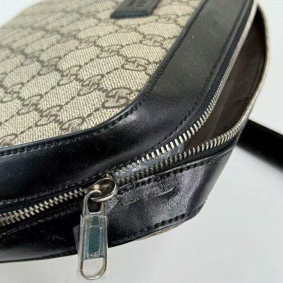 Gucci GG Logo Supreme Large Clutch Classic Beige & Black Handbag - Picture 8 of 9